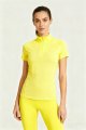 Women's Neon Yellow Half-Zip Short-Sleeve Top – Quick-Dry Running & Gym Workout Shirt